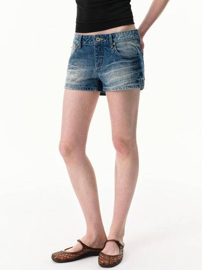 RUN TO THE FUTURE Vintage Washed A Line Distressed Button Fly Women&