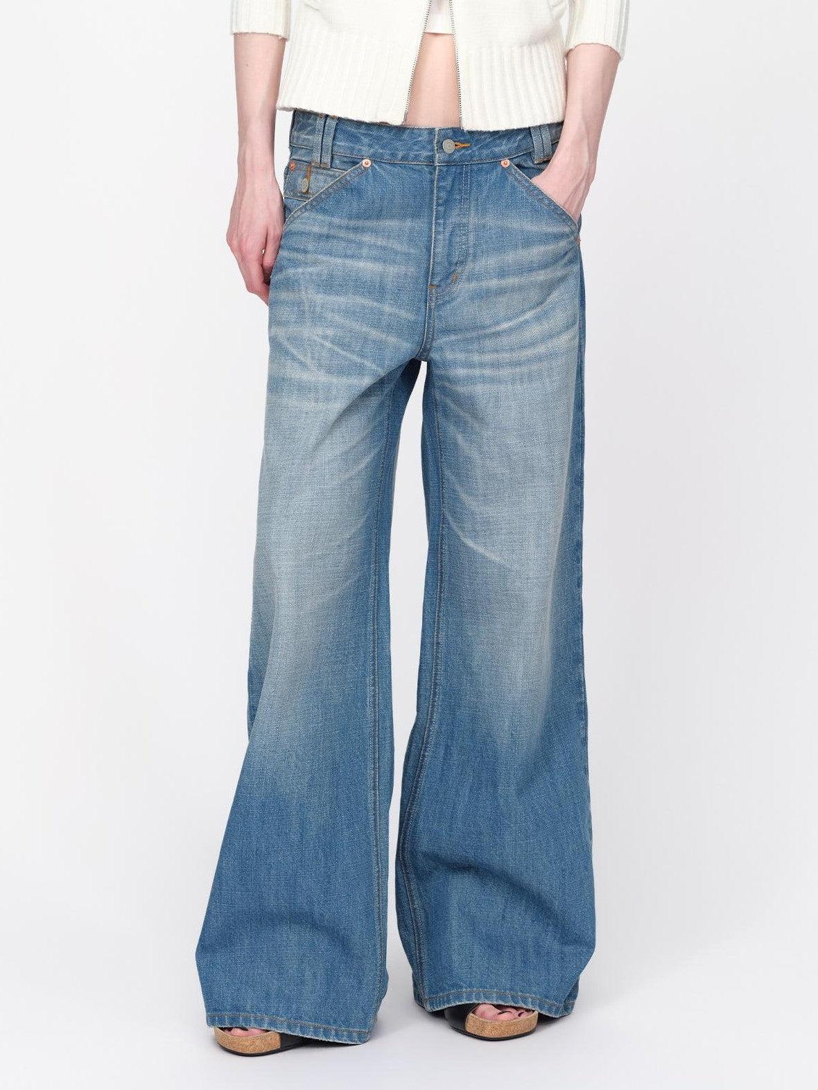 RUN TO THE FUTURE Vintage Washed Cat Whisker Straight Women&