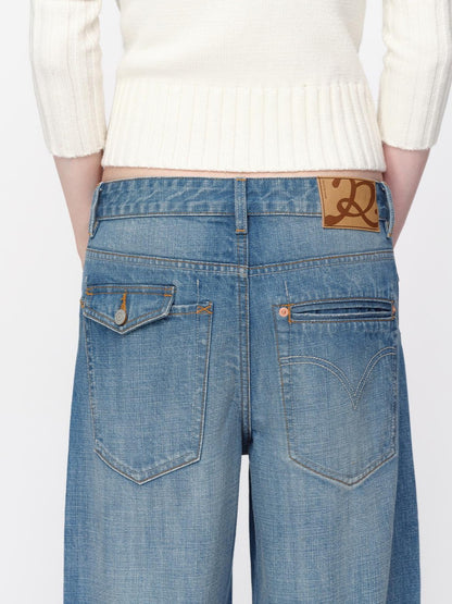 RUN TO THE FUTURE Vintage Washed Cat Whisker Straight Women&