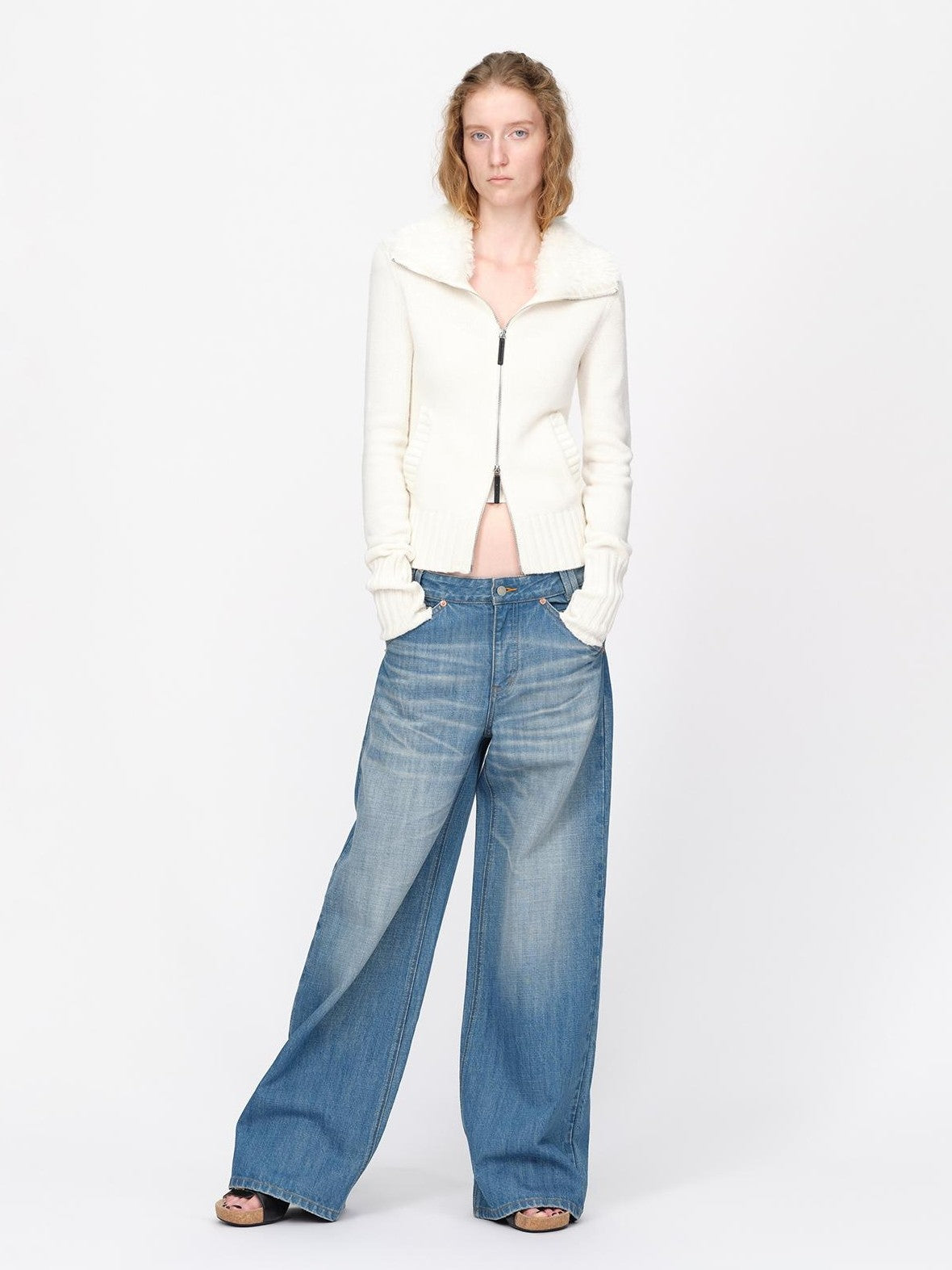 RUN TO THE FUTURE Vintage Washed Cat Whisker Straight Women&