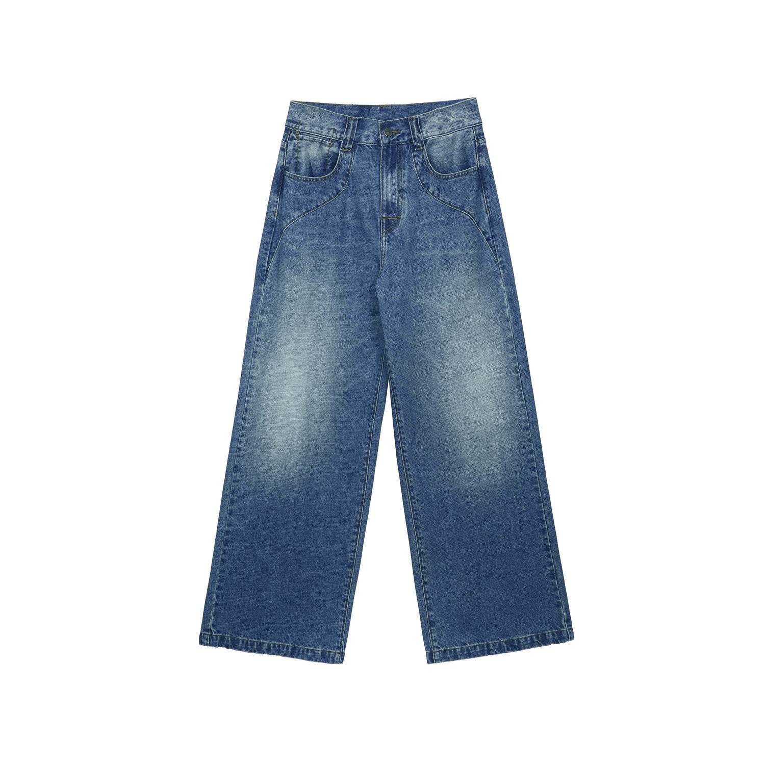 RUN TO THE FUTURE Vintage Washed Coated Loose Natural Waist Women Zip Fly Straight Jeans