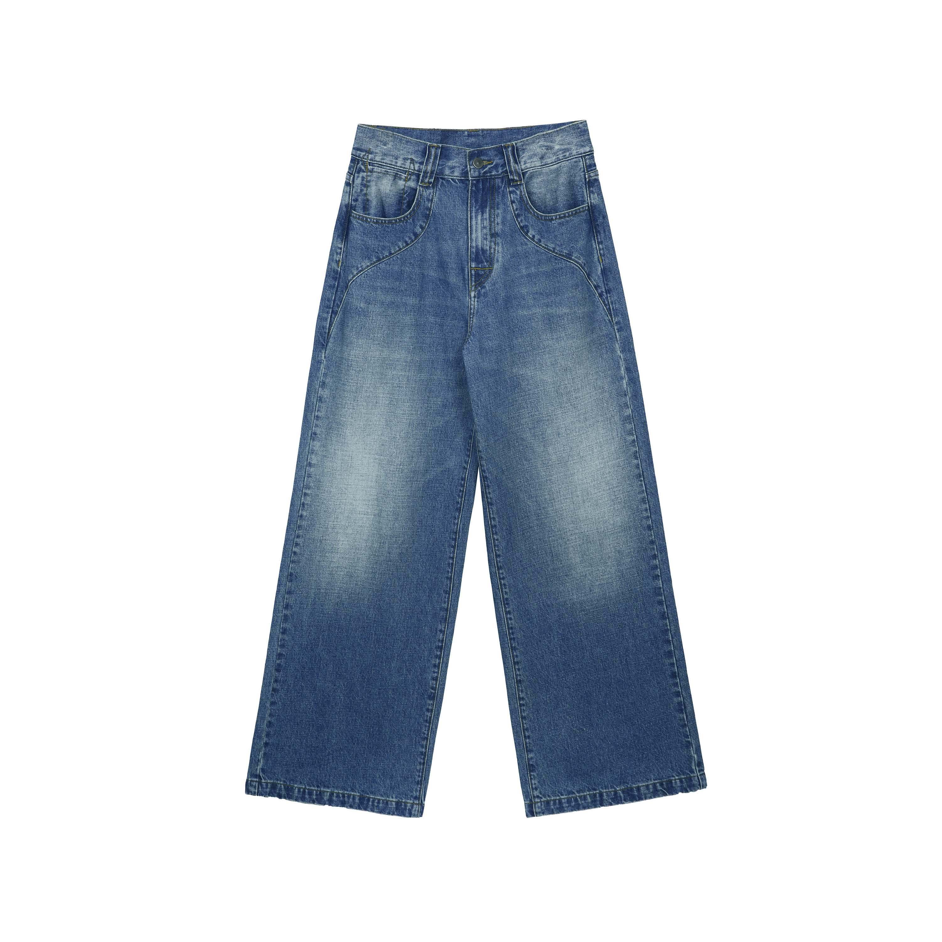 RUN TO THE FUTURE Vintage Washed Coated Loose Natural Waist Women Zip Fly Straight Jeans