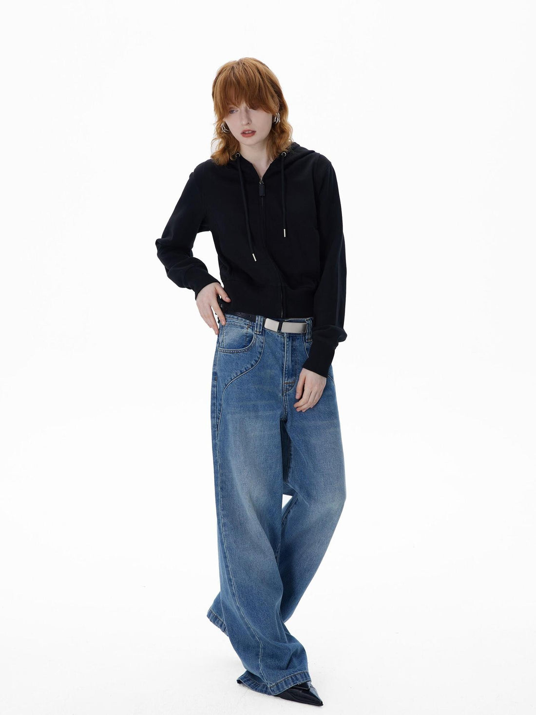 RUN TO THE FUTURE Vintage Washed Coated Loose Natural Waist Women Zip Fly Straight Jeans