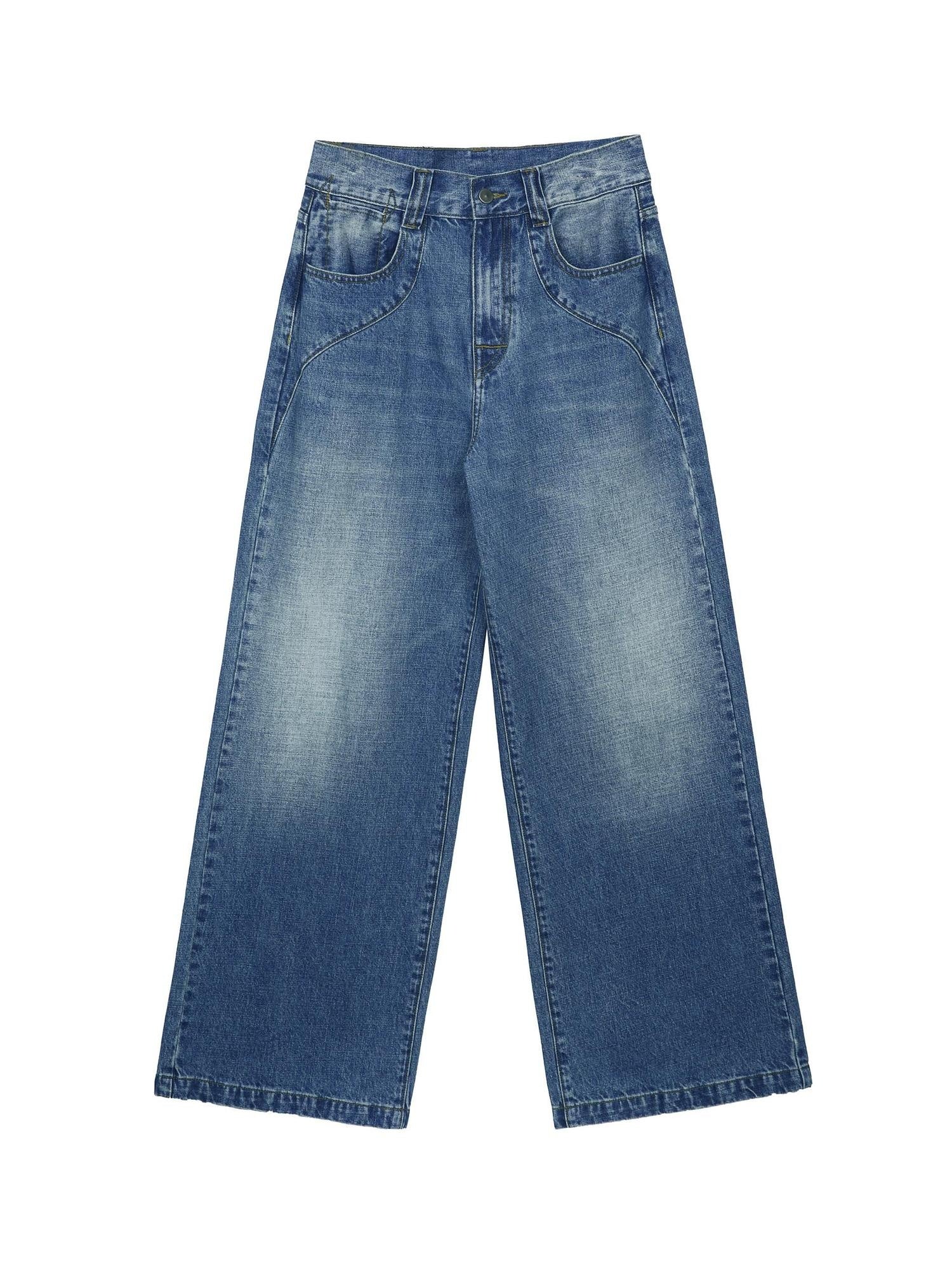 RUN TO THE FUTURE Vintage Washed Coated Loose Natural Waist Women Zip Fly Straight Jeans
