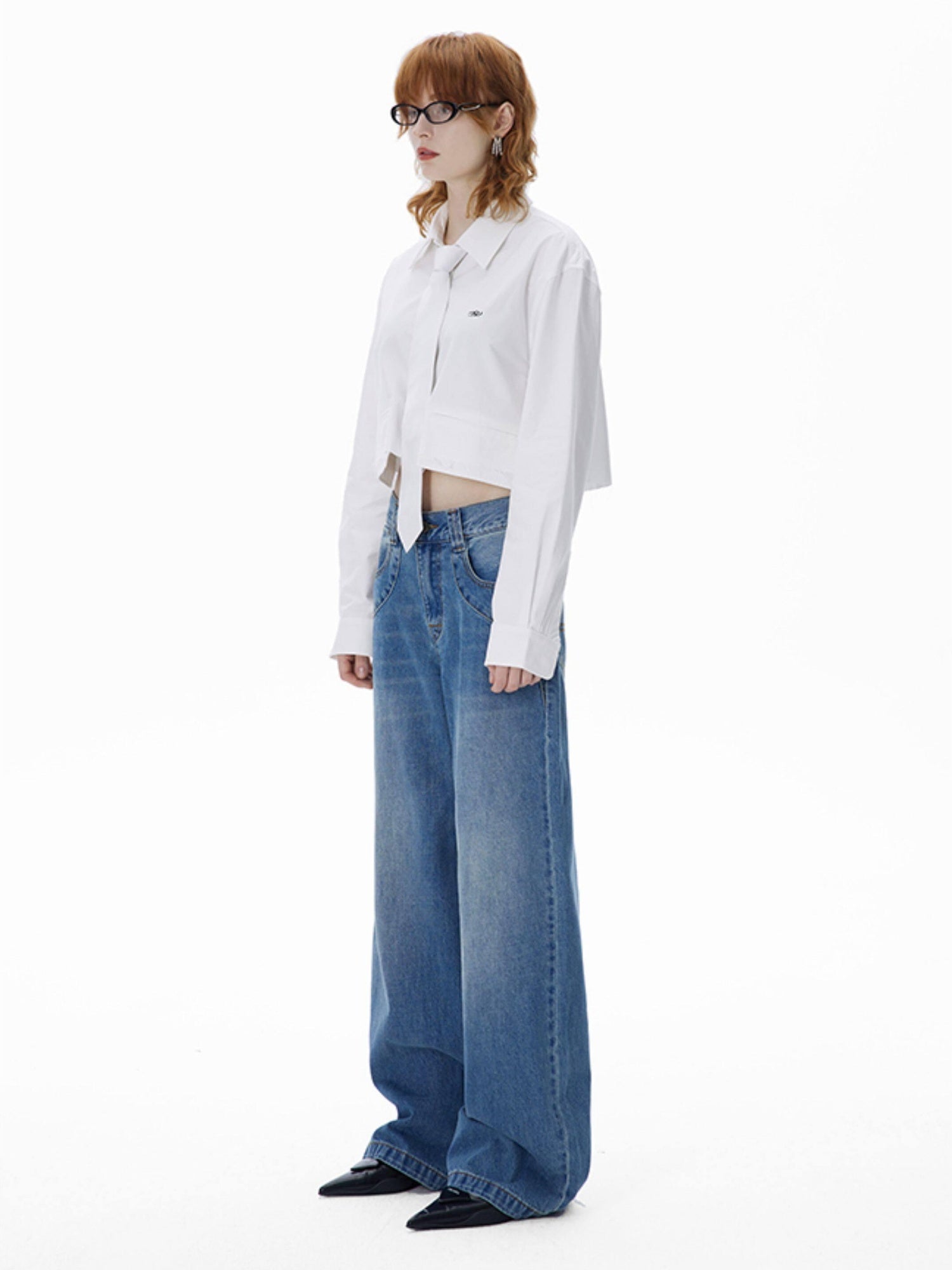 RUN TO THE FUTURE Vintage Washed Coated Loose Natural Waist Women Zip Fly Straight Jeans