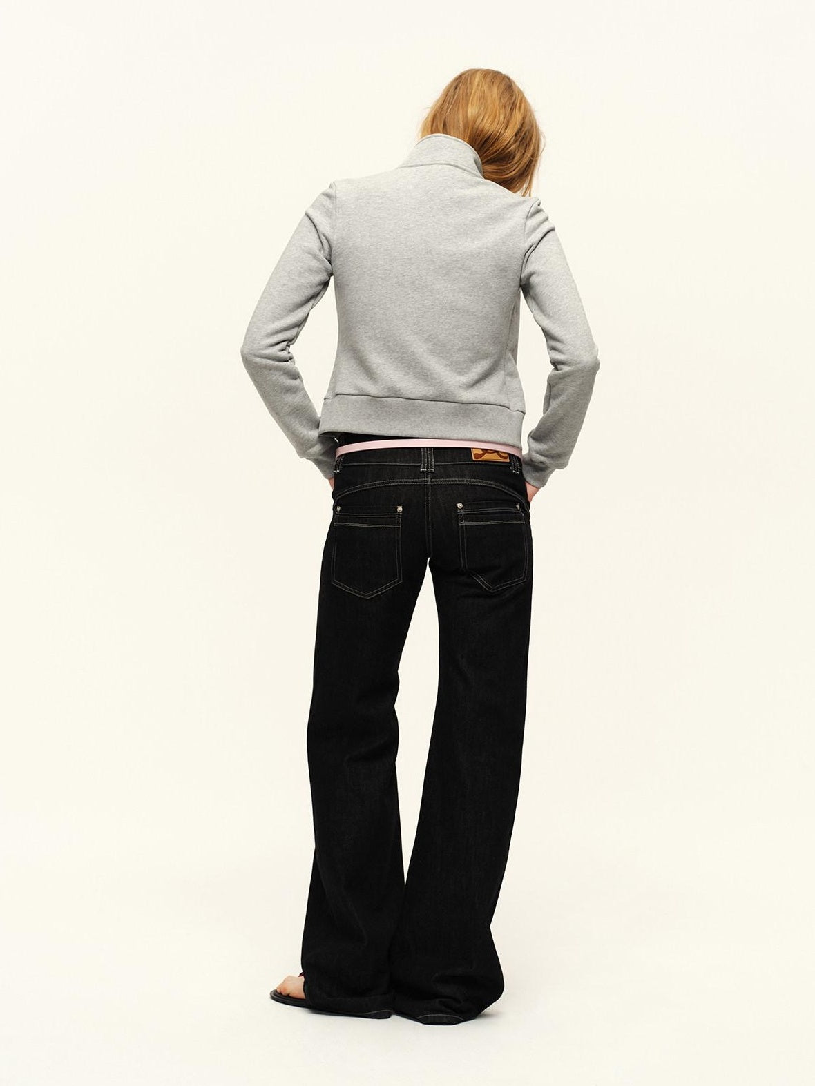 RUN TO THE FUTURE Vintage Washed Low Rise Pocket Detail Women Cotton Dark Wash Straight Jeans