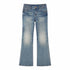 RUN TO THE FUTURE Vintage Washed Low Rise Slim Fit Slight Stretch Denim Retro Blue Flare Jeans