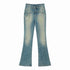 RUN TO THE FUTURE Vintage Washed Low Rise Slim Fit Slight Stretch Women Denim Blue Flare Jeans