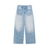 RUN TO THE FUTURE Vintage Washed Natural Waist Boxy Unisex Cotton Denim Blue Wide-Leg Jeans
