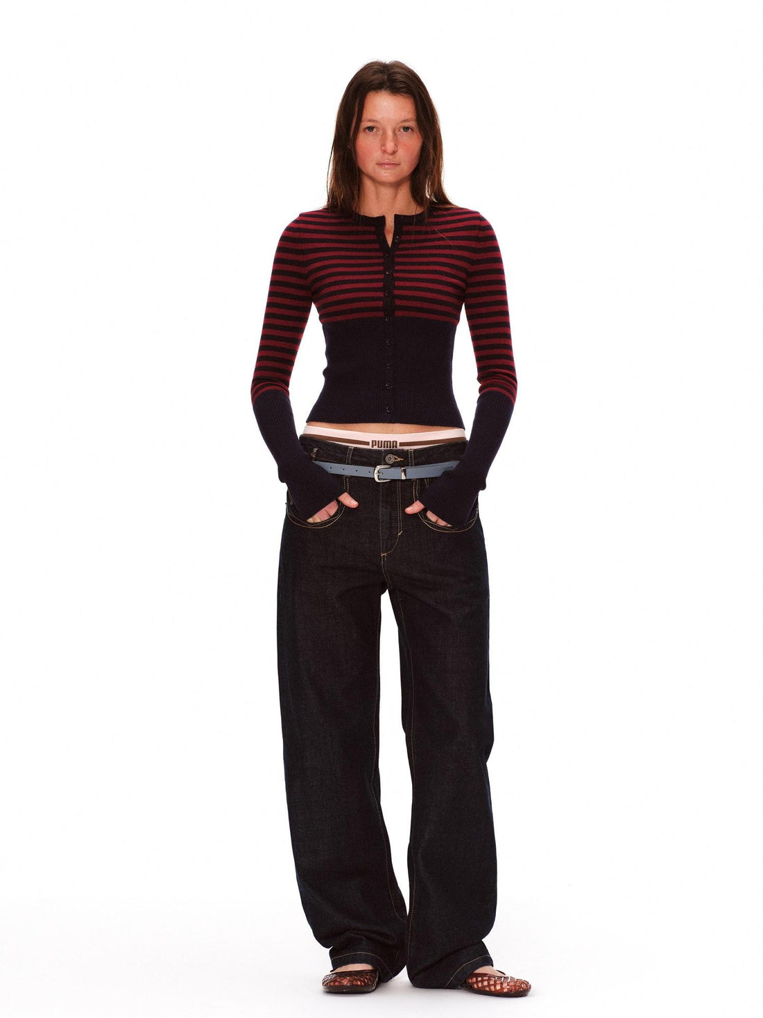 RUN TO THE FUTURE Vintage Washed Natural Waist Pocket Detail Womens Cotton Dark Straight Jeans
