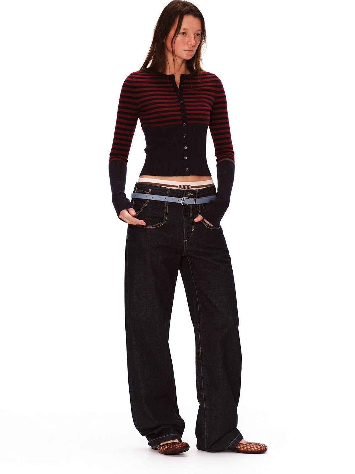 RUN TO THE FUTURE Vintage Washed Natural Waist Pocket Detail Womens Cotton Dark Straight Jeans