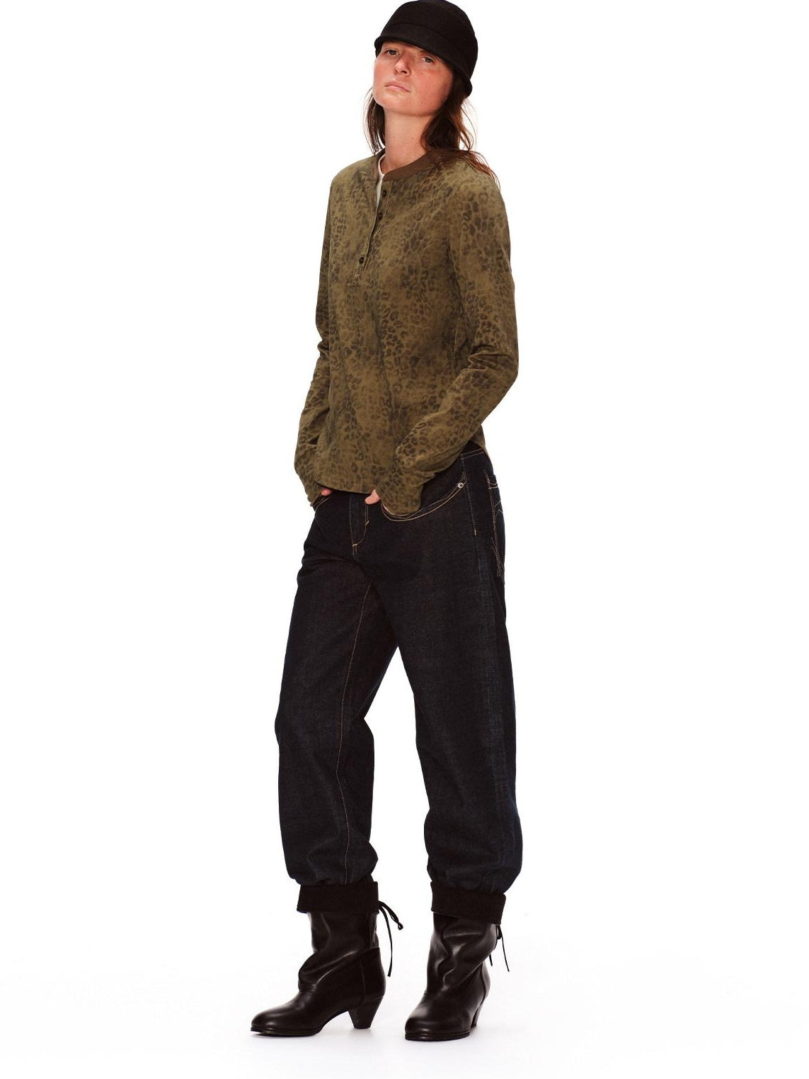 RUN TO THE FUTURE Vintage Washed Natural Waist Pocket Detail Womens Cotton Dark Straight Jeans