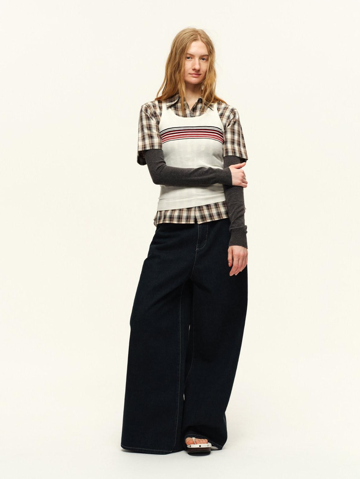 RUN TO THE FUTURE Vintage Washed Natural Waist Zipper Unisex Relaxed Cotton Raw Wide-Leg Jeans