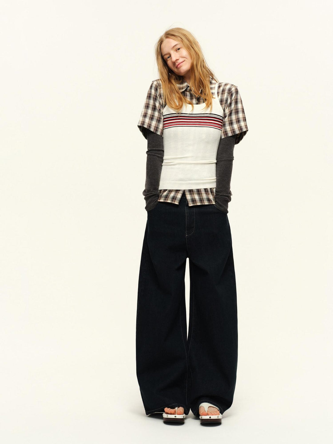 RUN TO THE FUTURE Vintage Washed Natural Waist Zipper Unisex Relaxed Cotton Raw Wide-Leg Jeans