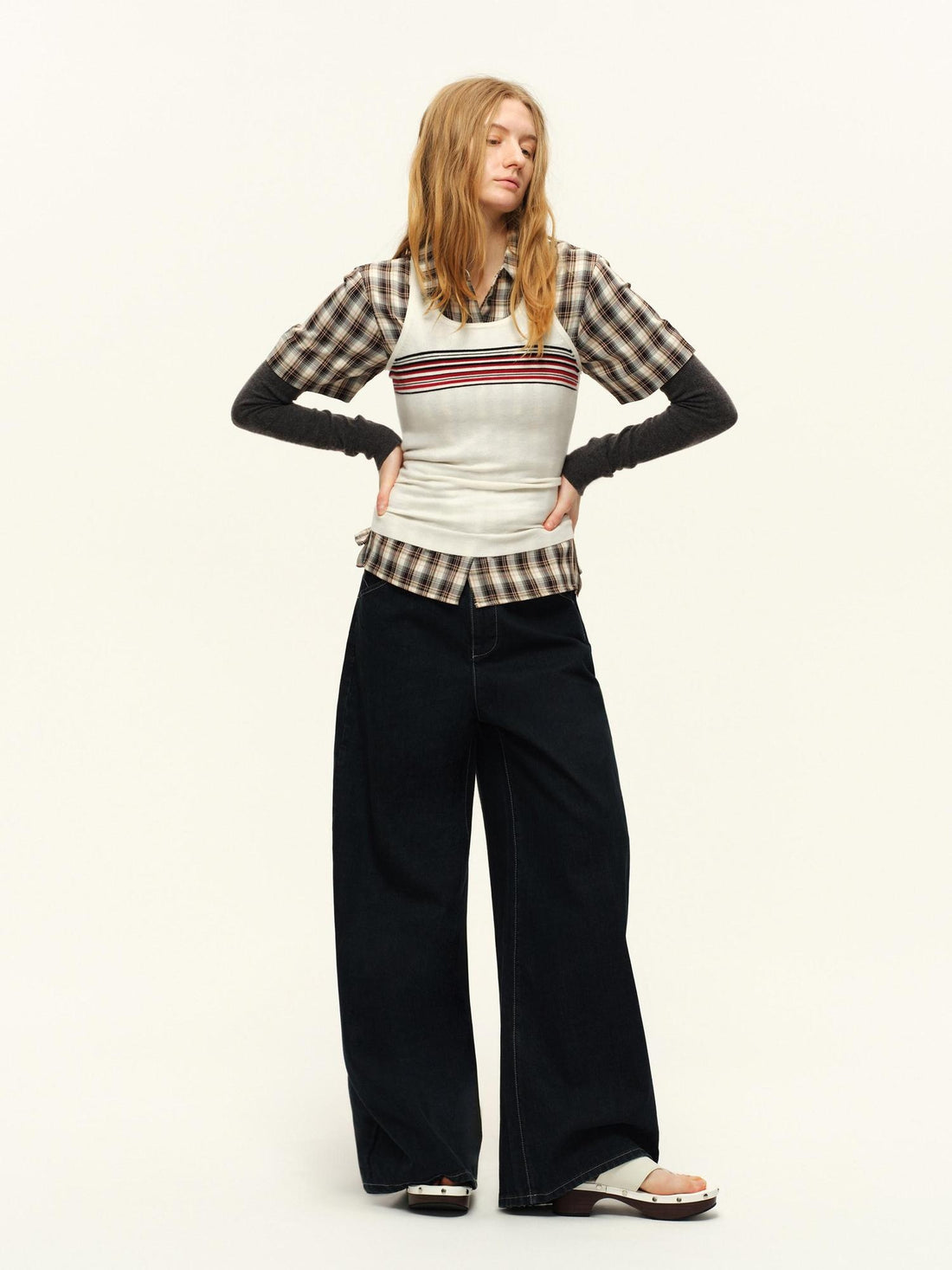 RUN TO THE FUTURE Vintage Washed Natural Waist Zipper Unisex Relaxed Cotton Raw Wide-Leg Jeans