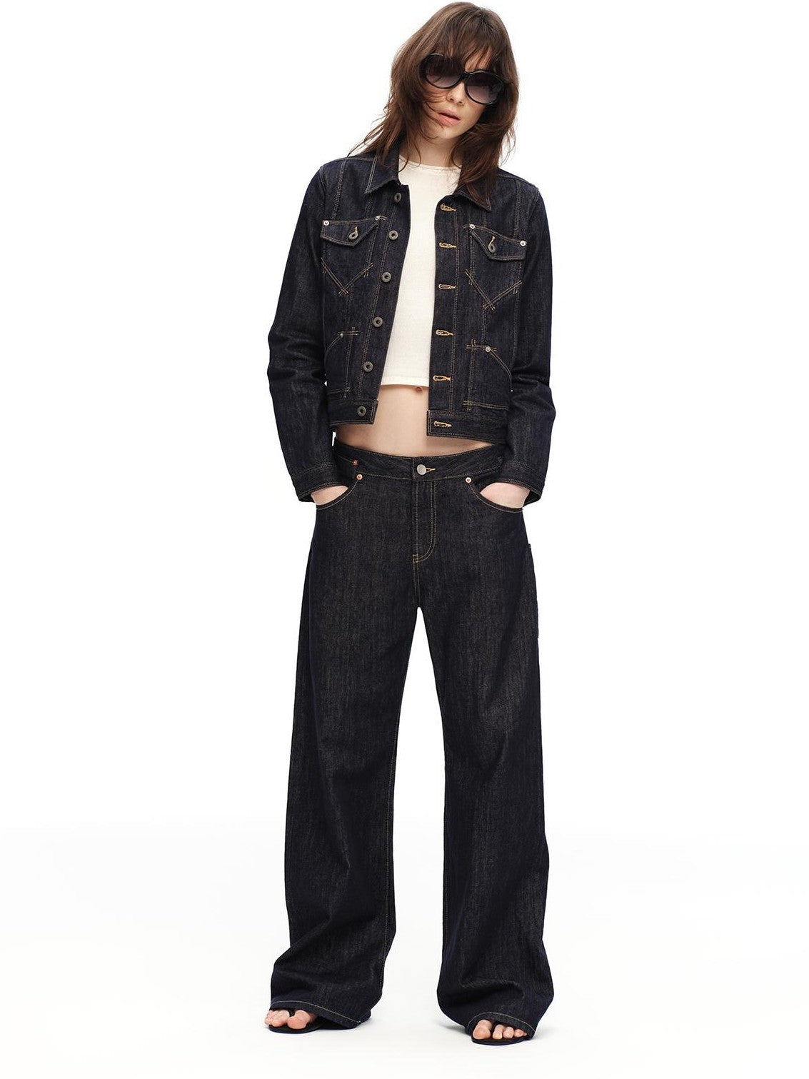RUN TO THE FUTURE Vintage Washed Red Selvedge Denim Utility Women&