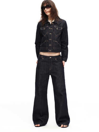 RUN TO THE FUTURE Vintage Washed Red Selvedge Denim Utility Women&
