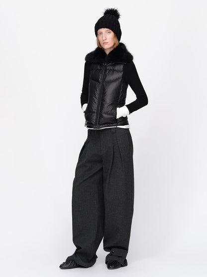RUN TO THE FUTURE Vintage Wool Blend Low Waist Loose Women&