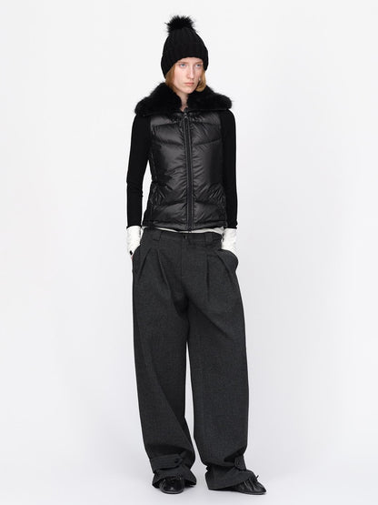 RUN TO THE FUTURE Vintage Wool Blend Low Waist Loose Women&