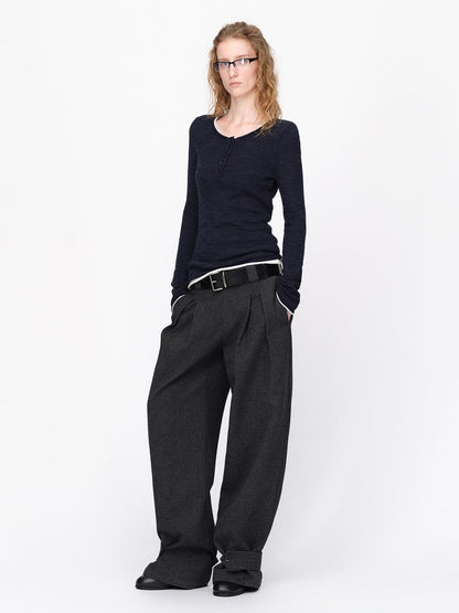RUN TO THE FUTURE Vintage Wool Blend Low Waist Loose Women&