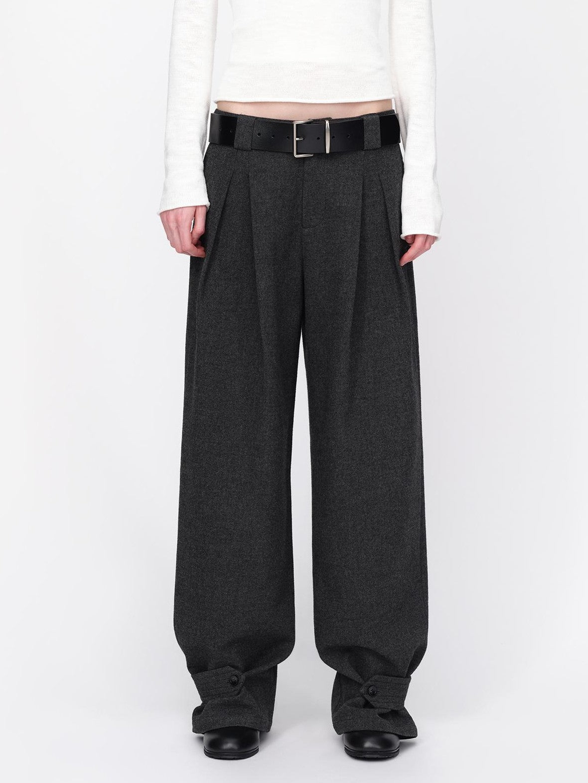 RUN TO THE FUTURE Vintage Wool Blend Low Waist Loose Women&