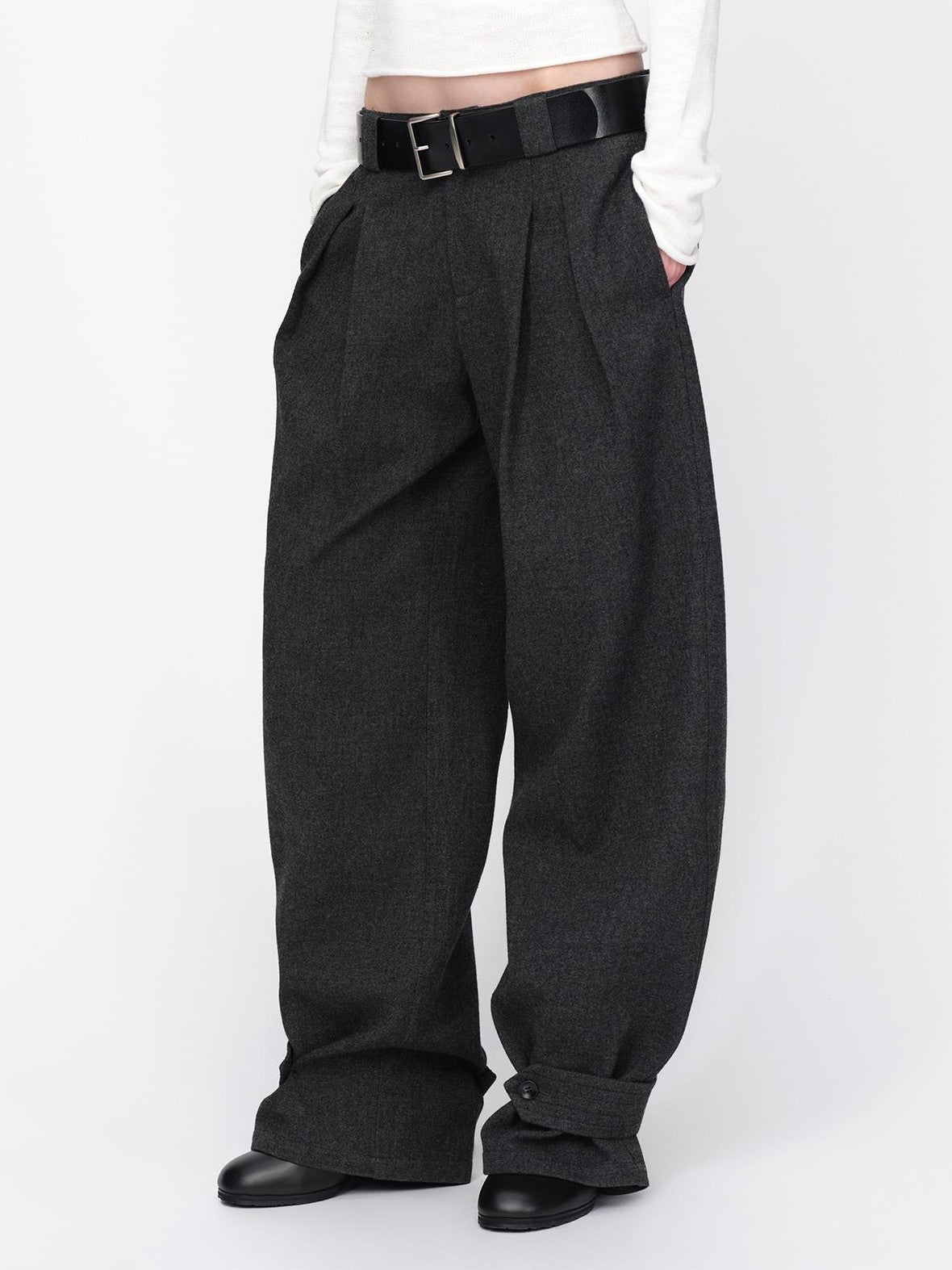 RUN TO THE FUTURE Vintage Wool Blend Low Waist Loose Women&