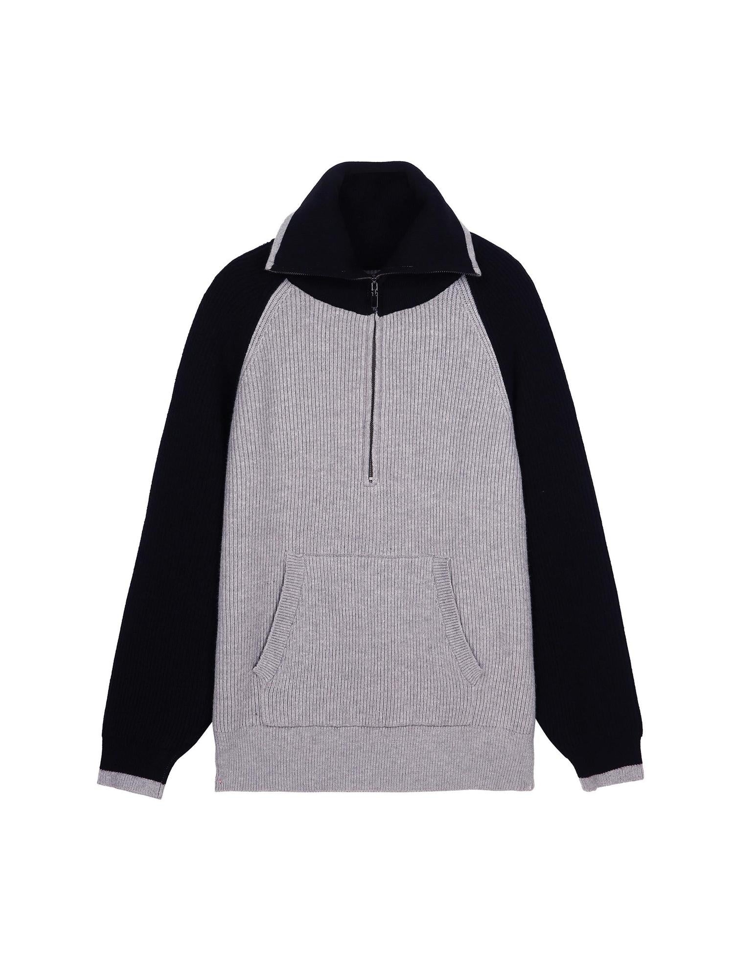 RUN TO THE FUTURE Viscose Blend Half Zip Pullover Commuter Straight Fit Long Sleeve Sweaters