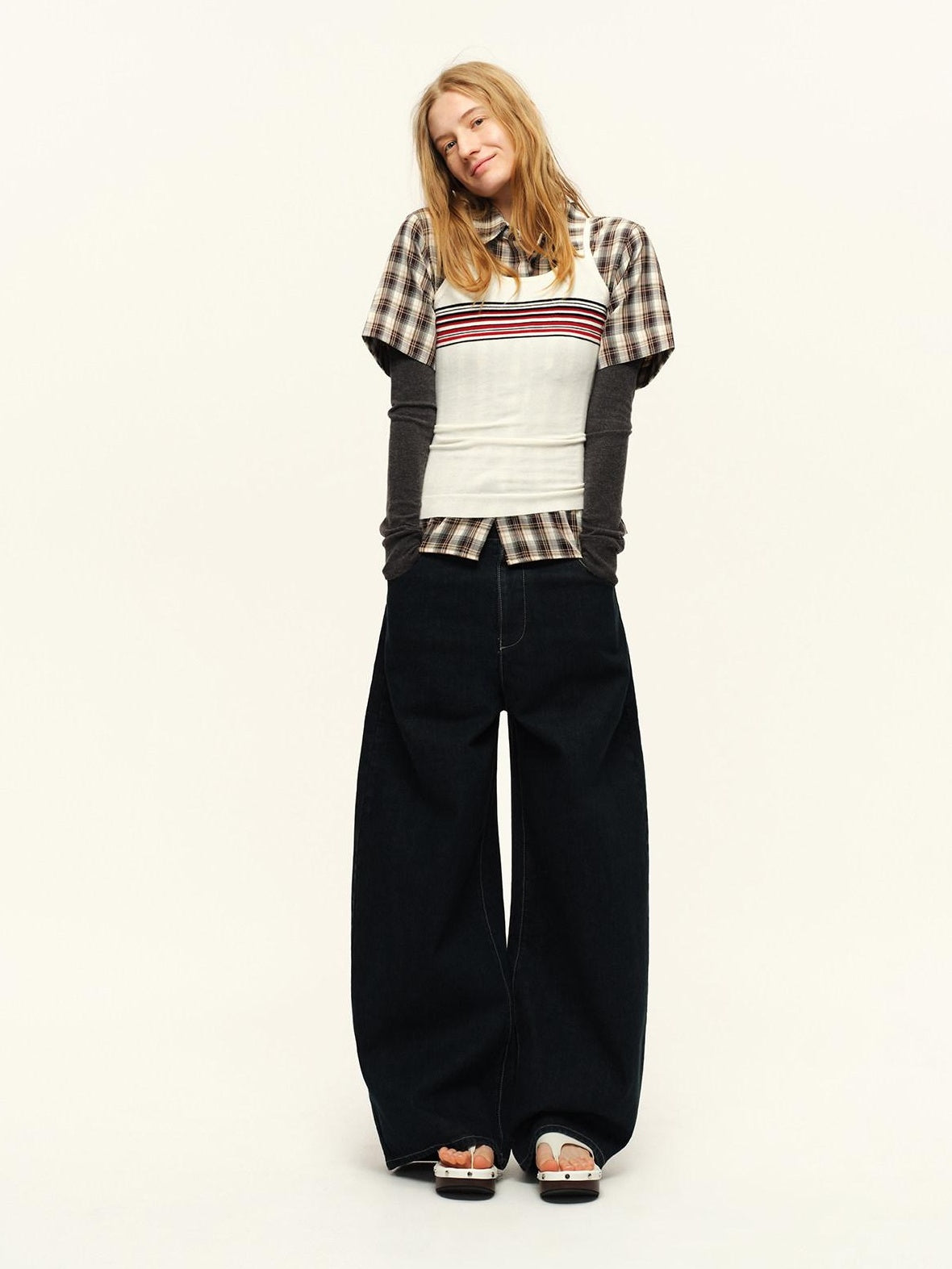 RUN TO THE FUTURE Warm Knit Colorblock Slim Fit Casual Teen Girl Striped Long Sleeve T-Shirts