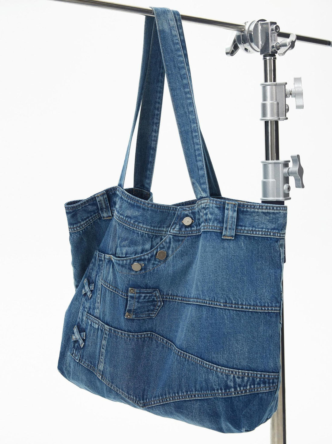 RUN TO THE FUTURE Washable Denim Blue Cotton Lined Commuter Unisex Dual Strap Shoulder Bags