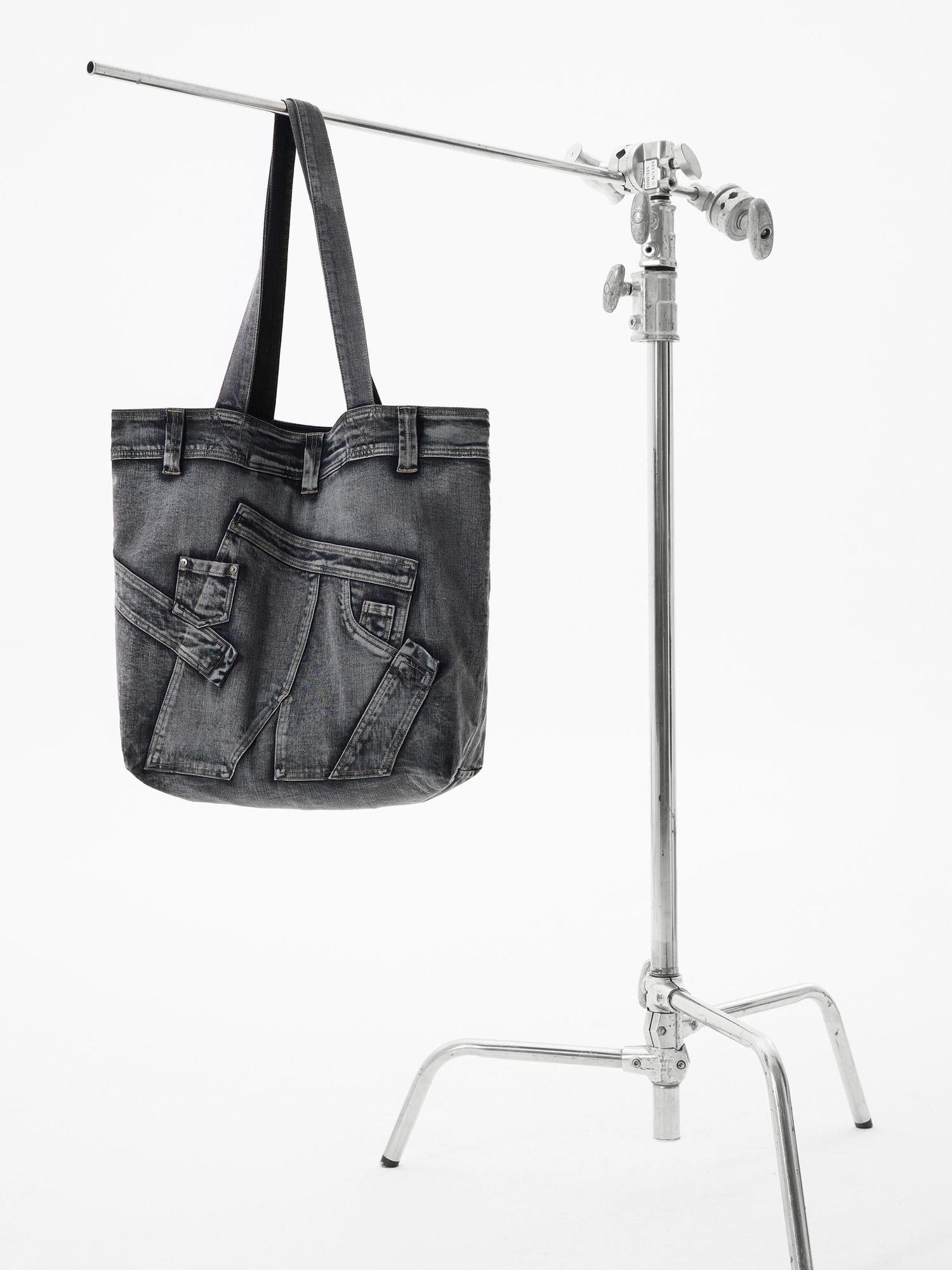 RUN TO THE FUTURE Washable Denim Blue Cotton Lined Commuter Unisex Dual Strap Shoulder Bags