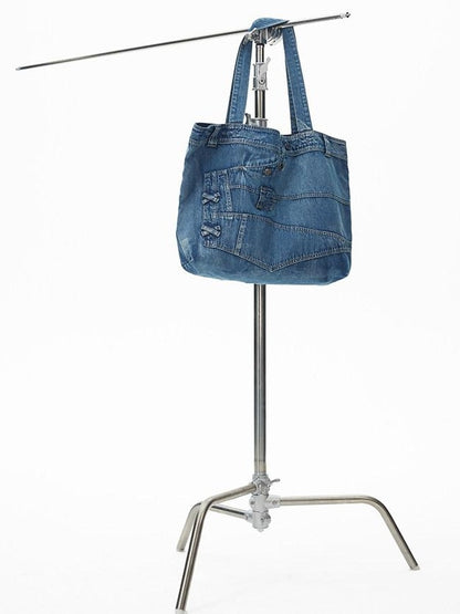 RUN TO THE FUTURE Washable Denim Blue Cotton Lined Commuter Unisex Dual Strap Shoulder Bags
