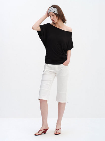 RUN TO THE FUTURE Washed Cotton Stretch Low Rise Slight Flare Zip Fly Women Olive Chino Shorts
