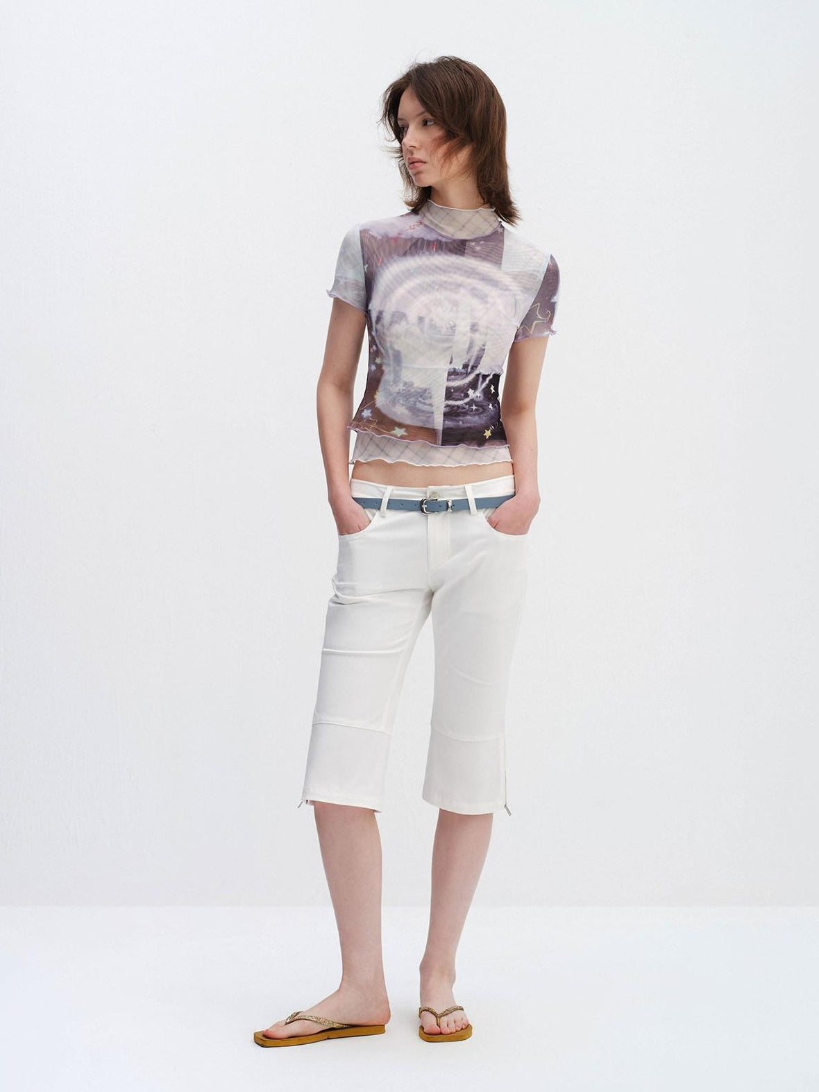 RUN TO THE FUTURE Washed Cotton Stretch Low Rise Slight Flare Zip Fly Women Olive Chino Shorts