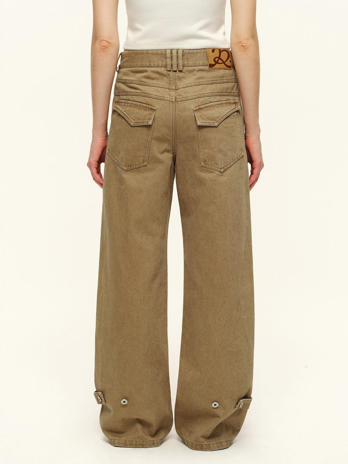 RUN TO THE FUTURE Washed Pure Cotton Chestnut Casual Natural Waist Zipper Women Straight Pants