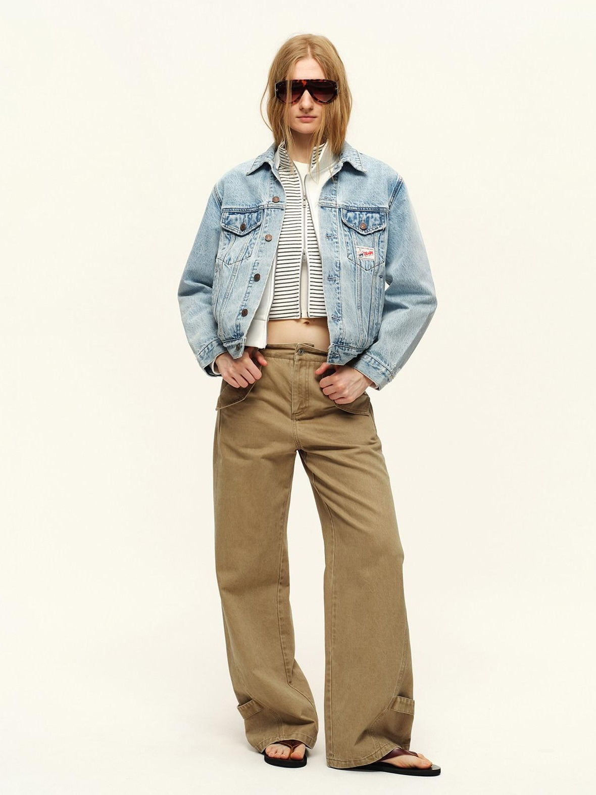 RUN TO THE FUTURE Washed Pure Cotton Chestnut Casual Natural Waist Zipper Women Straight Pants