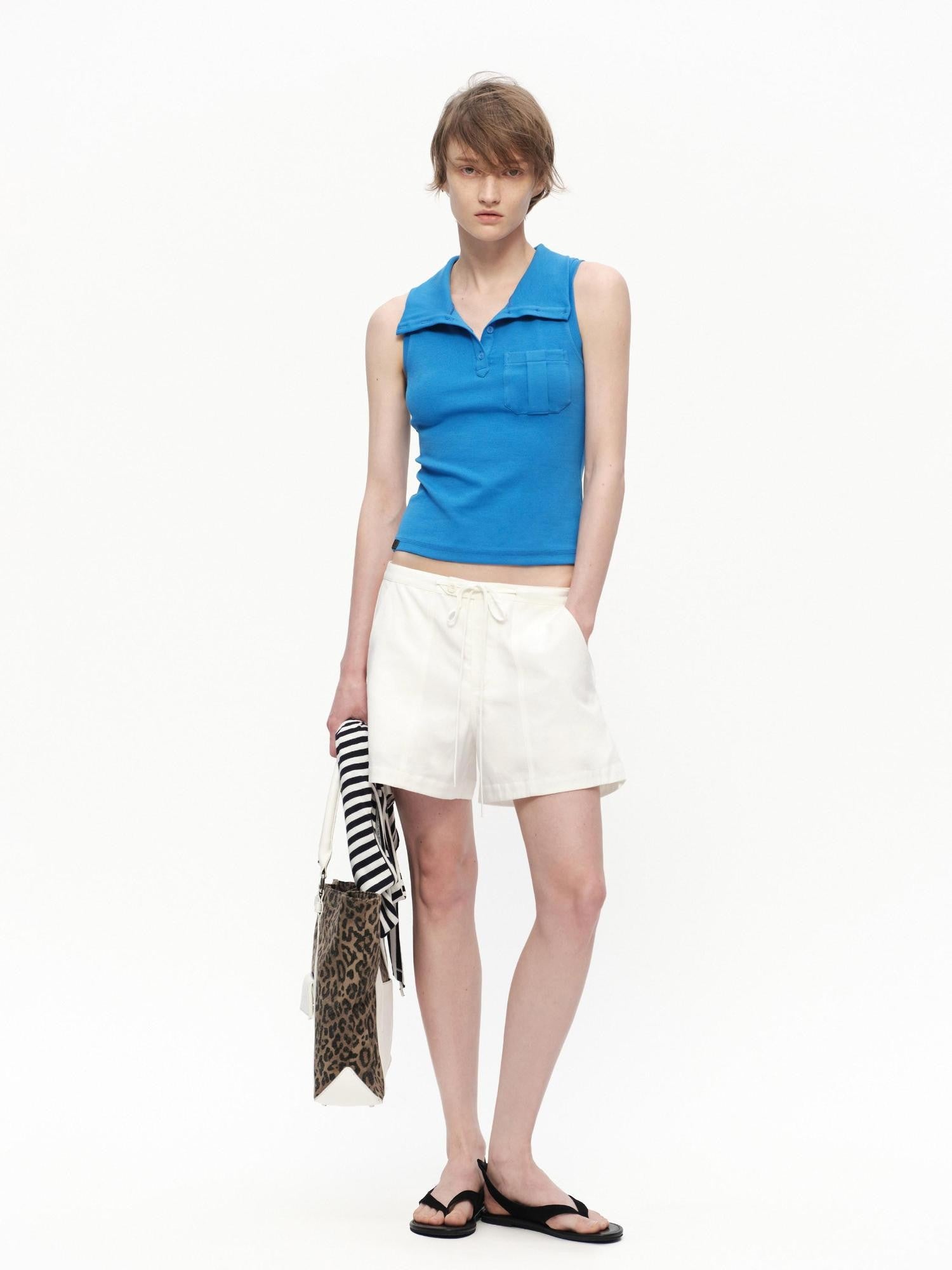 RUN TO THE FUTURE White A Line Paperbag Waist Built In Safety Liner Women&