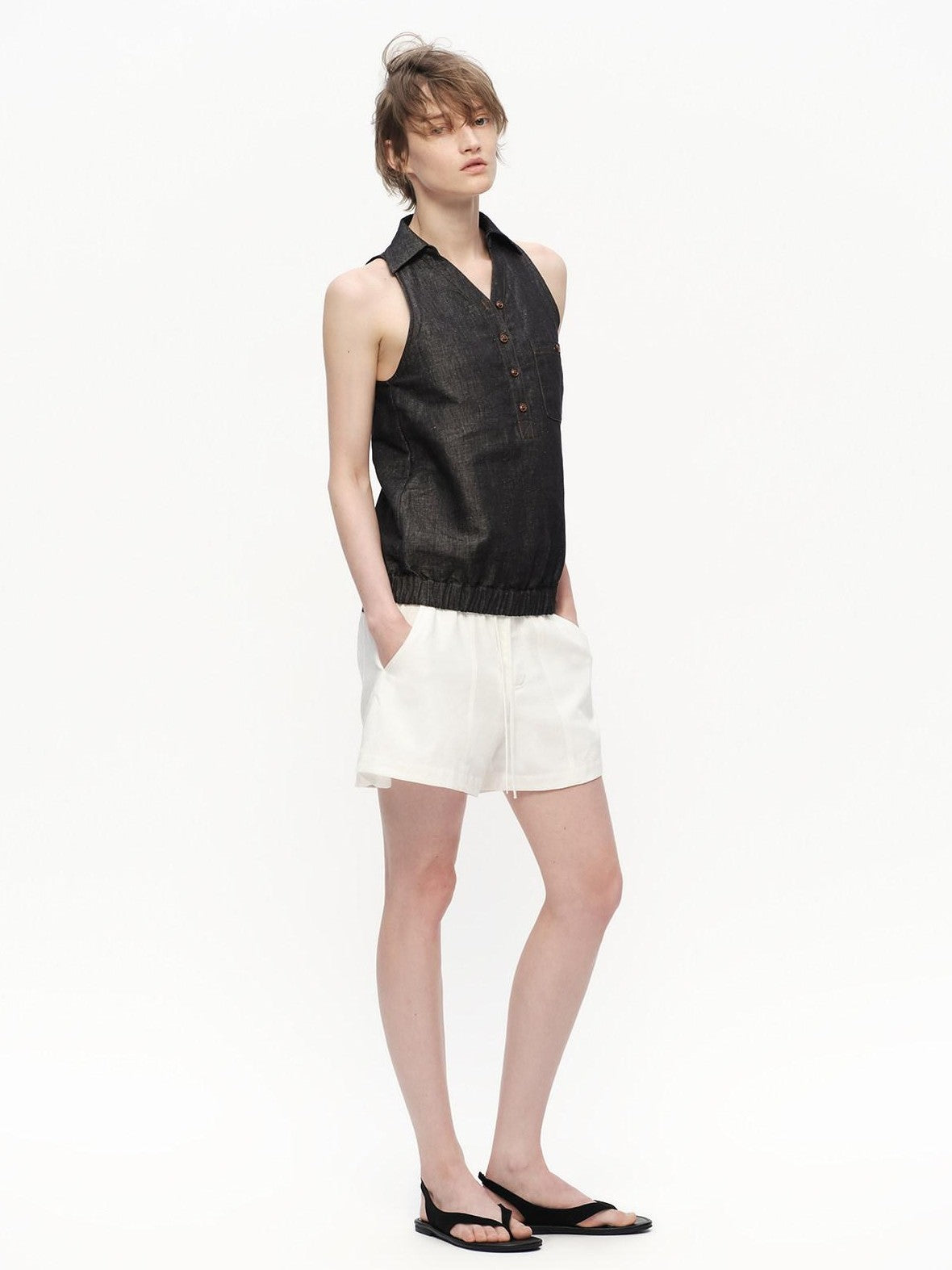 RUN TO THE FUTURE White A Line Paperbag Waist Built In Safety Liner Women&