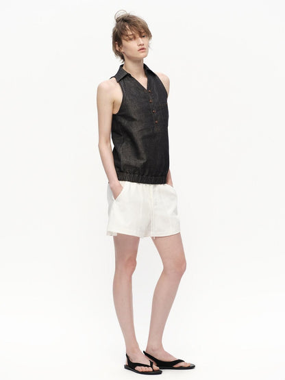 RUN TO THE FUTURE White A Line Paperbag Waist Built In Safety Liner Women&
