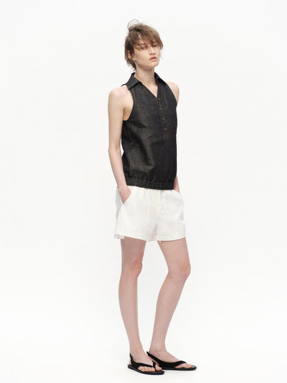 RUN TO THE FUTURE White A Line Paperbag Waist Built In Safety Liner Women&