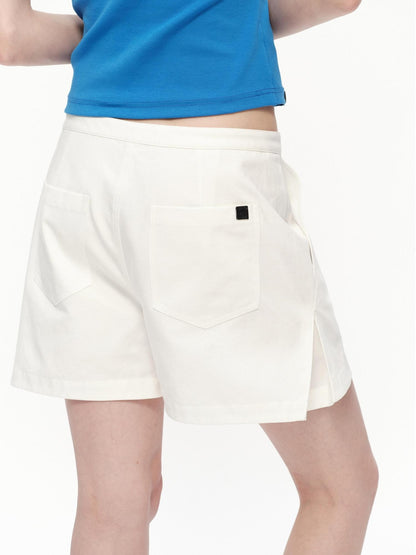 RUN TO THE FUTURE White A Line Paperbag Waist Built In Safety Liner Women&