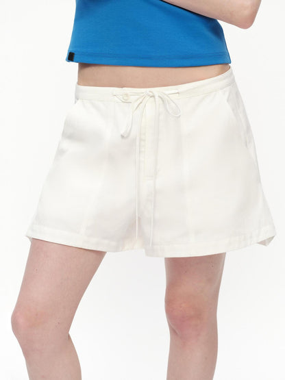 RUN TO THE FUTURE White A Line Paperbag Waist Built In Safety Liner Women&