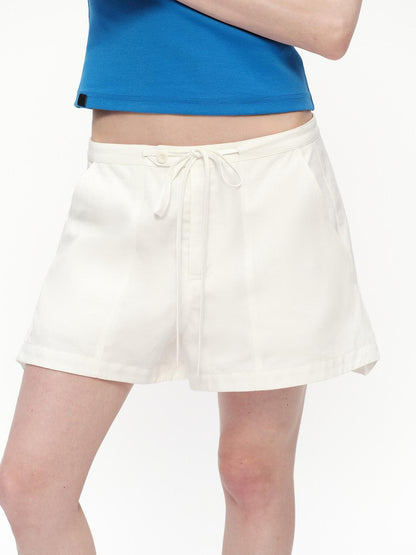 RUN TO THE FUTURE White A Line Paperbag Waist Built In Safety Liner Women&