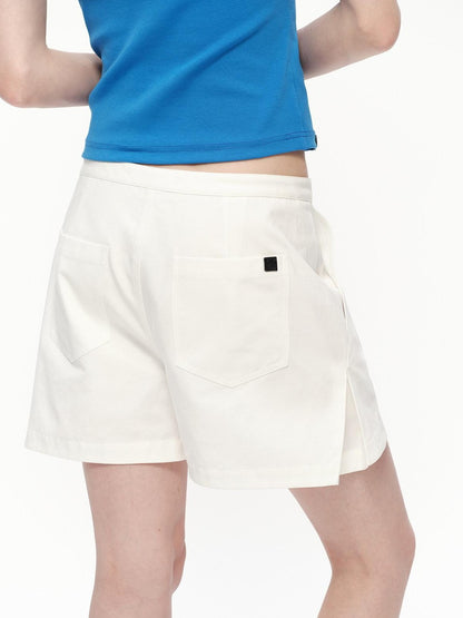 RUN TO THE FUTURE White A Line Paperbag Waist Built In Safety Liner Women&
