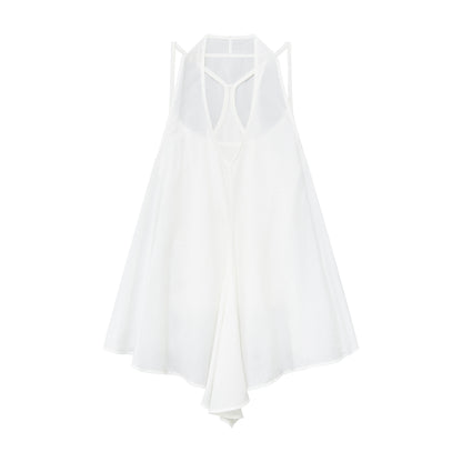 RUN_TO_THE_FUTURE_White_Asymmetrical_V-neck_Loose_Fit_Women&