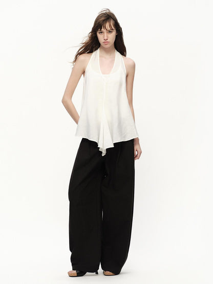 RUN TO THE FUTURE White Asymmetrical V-neck Loose Fit Women&