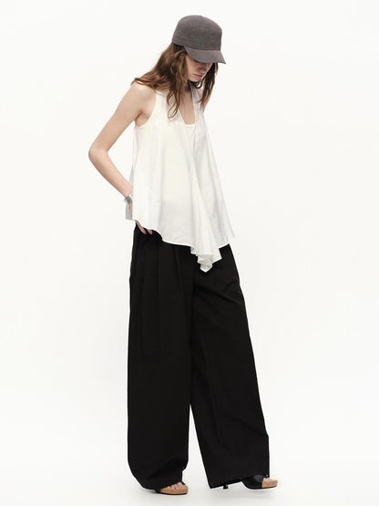 RUN TO THE FUTURE White Asymmetrical V-neck Loose Fit Women&