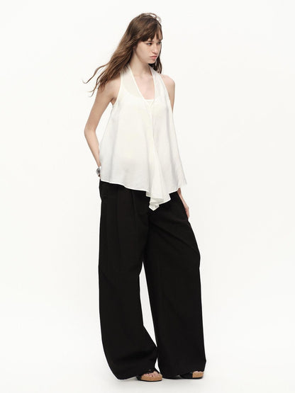 RUN TO THE FUTURE White Asymmetrical V-neck Loose Fit Women&