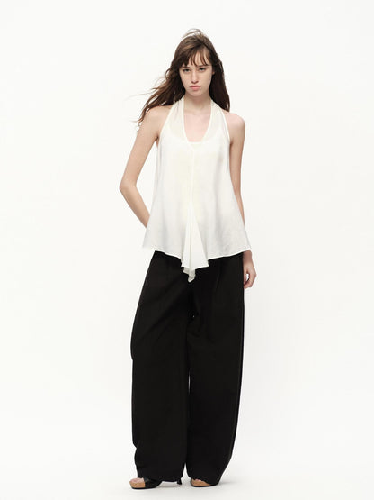 RUN TO THE FUTURE White Asymmetrical V-neck Loose Fit Women&