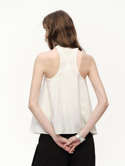 RUN TO THE FUTURE White Asymmetrical V-neck Loose Fit Women&