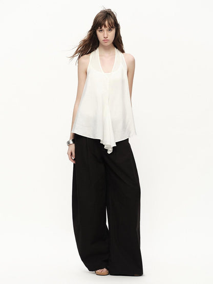 RUN TO THE FUTURE White Asymmetrical V-neck Loose Fit Women&